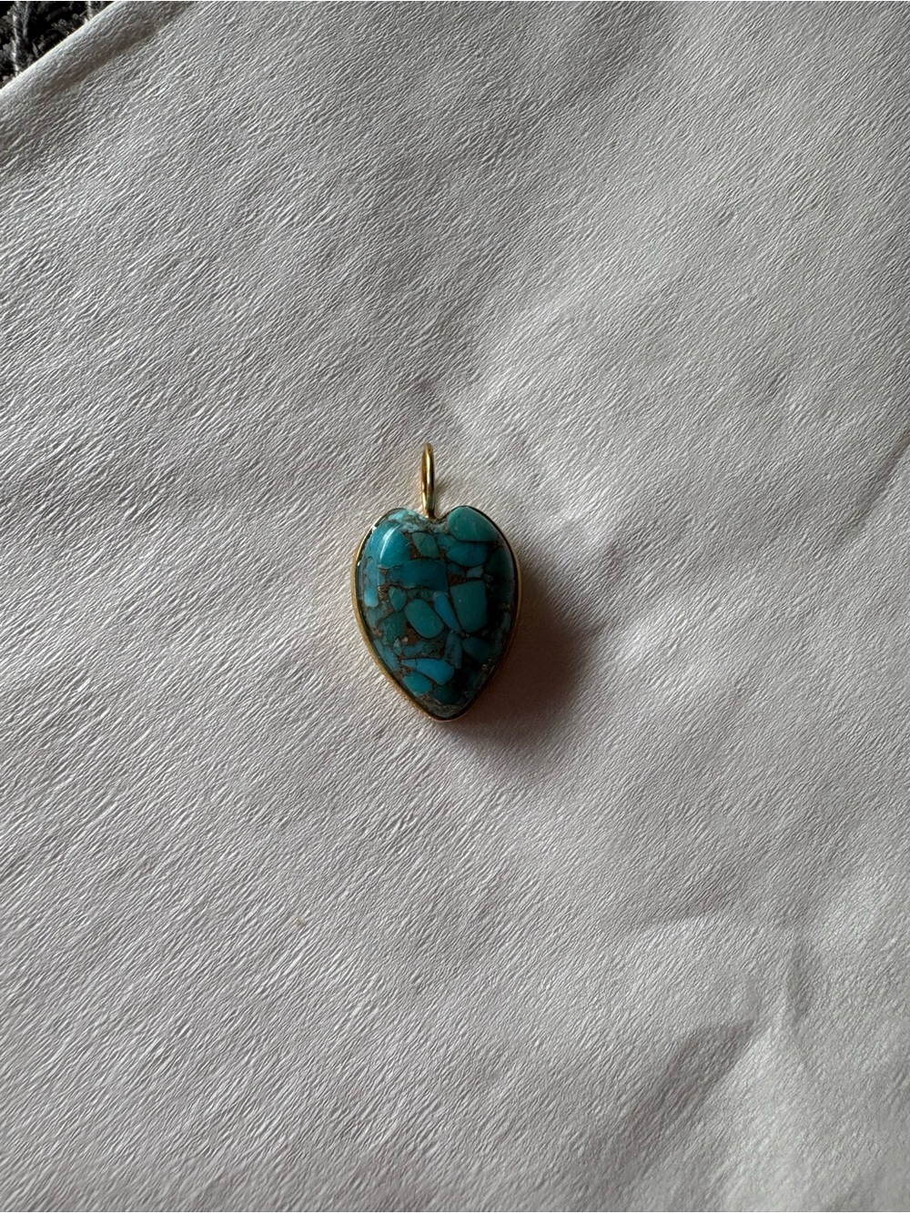 14k turquoise heart charm pendant